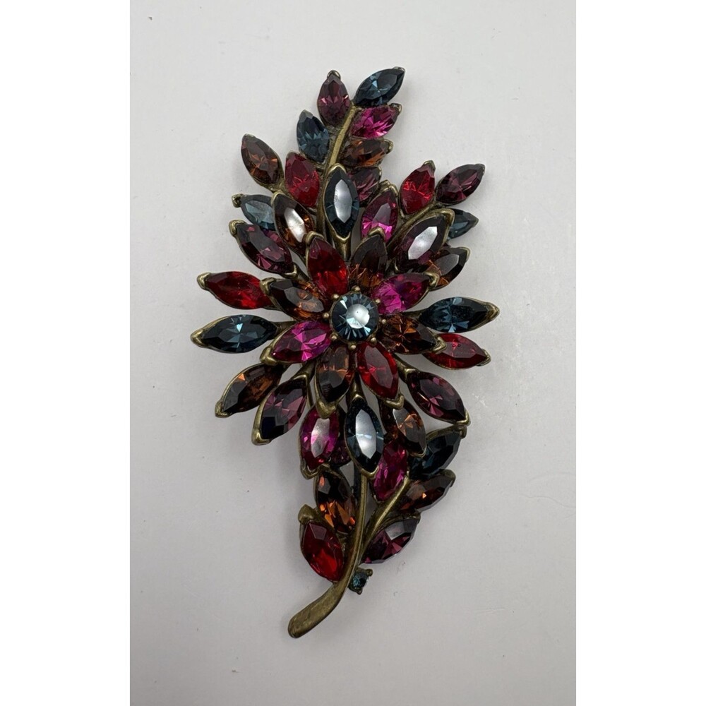Vintage Ben Amun Colorful Floral Rhinestone Pin Brooch